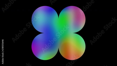 Colorful abstract patterns of a quatrefoil shape, alpha channel, looping