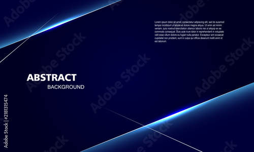 Abstract blue geometric shape background. Gradient futuristic background with glowing effect.