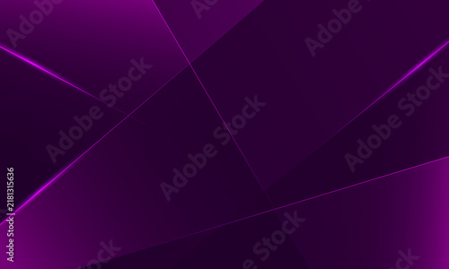 Abstract purple geometric shape background. Modern dynamic composition with lines of light. 