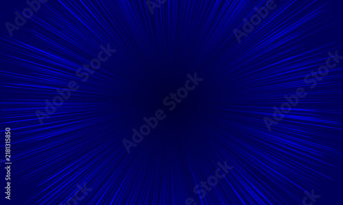 Blue sunburst background. Light flare, explosion, and flash effects.