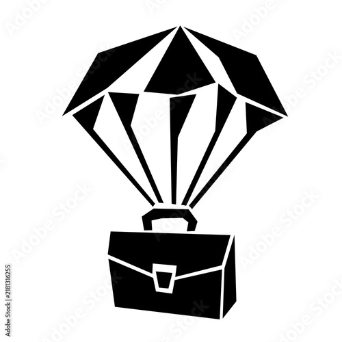 Fotografie Parachute Carrying Briefcase Geometric Illustration