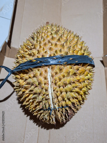 Quadro su tela King of Fruits Whole Durian Tied with Plastic String Packaging