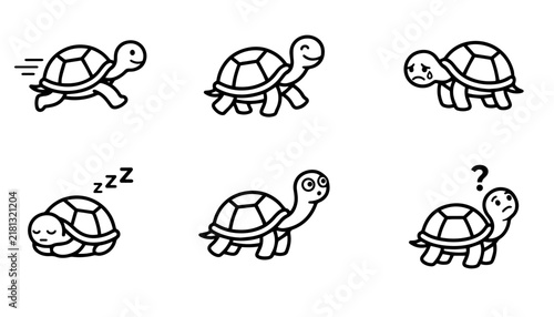 set of funny cartoon animals TURTLR