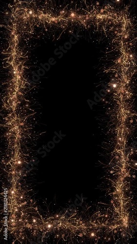 golden light trails, glittering particles, delicate snowflakes border spacious Christmas greetings, New Year titles, luxury invitations, festive promotions, holiday events, logo reveals, celebration