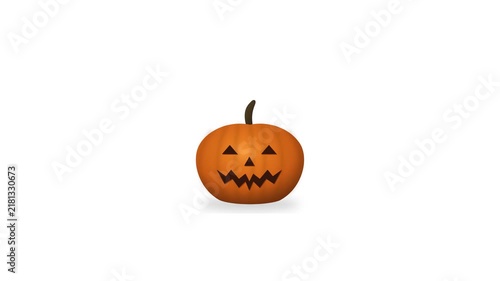 Premium Halloween jack-o'-lantern animation featuring a carved pumpkin that gradually lights up from within. Warm orange illumination travels through the carved eyes, nose and mouth before creating a 
