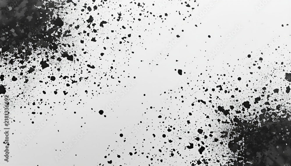 Obraz premium Black Ink Speckle and Grunge Texture on Clean White Background