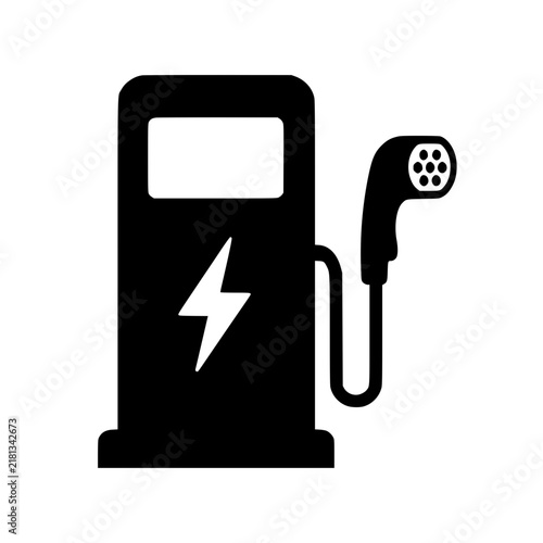 Foto EV Charge Point icon flat outline in black