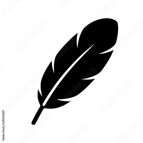Fabric with feather icon flat outline in black