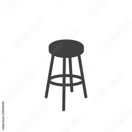 Vector silhouette icon of a bar stool or round stool.