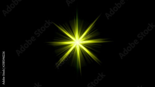 Quadro su tela A vivid yellow green light burst radiates from the center against a deep black background, creating an abstract digital glow