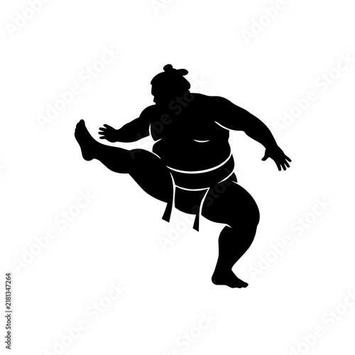 Bild auf Leinwand Sumo wrestler performing shiko leg raise silhouette