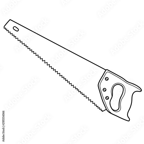 Bild auf Leinwand Hand Saw Hand Drawn Line Art Illustration