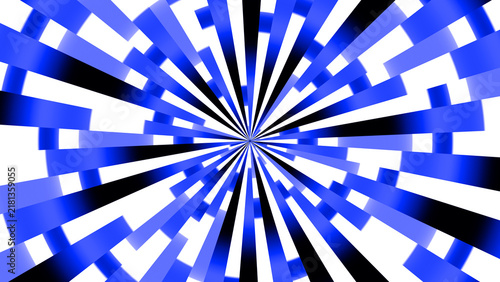 Abstract blue and white zoom burst geometric background,, digital geometric e...