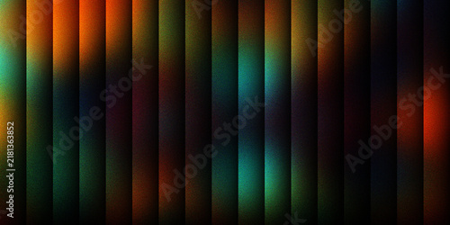 Foto Dark abstract background with vertical stripes showing colorful teal and orange light highlights for design