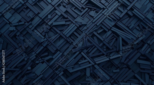 Dark blue abstract background of scattered rectangular bars
