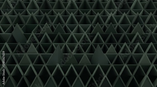 Geometric pattern of dark triangular pyramid grid with geometric