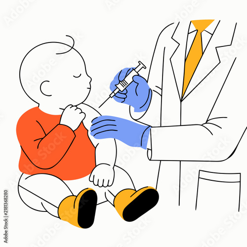 Vector Illustration of Baby Vaccination – Infant Immunization, Pediatric Healthcare and Disease Prevention Concept