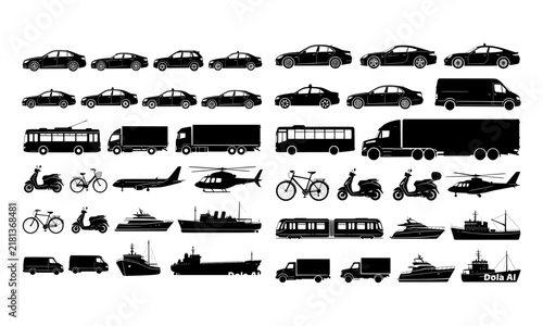 Vehicle Silhouettes Set – Transportation Vector Illustration Collection