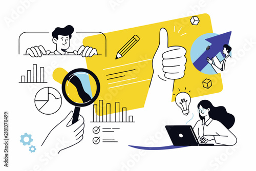 Business Data Analysis and Success Concept Vector Illustration