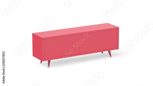 Red TV stand on white background