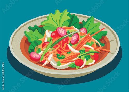 Colorful vegetable salad on a plate.