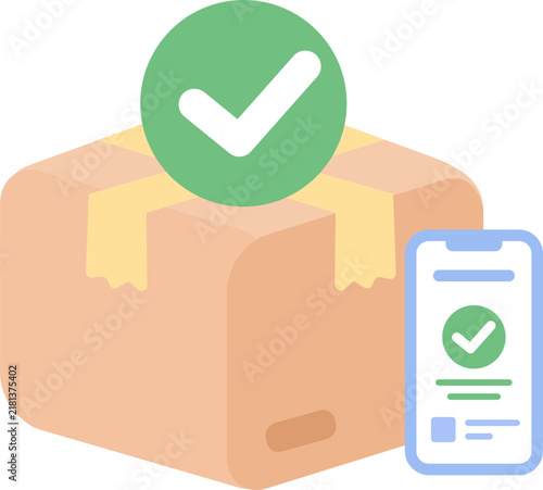 Approved Package Delivery Icon. Verified Order and Successful Shipment Symbol. Simple Vector for Online Shopping, E Commerce, Product Delivery, Order Confirmation and Logistics.