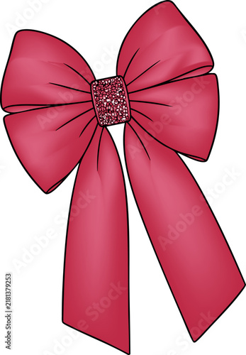 Beautiful, elegant pastel pink ribbon bow illustration. This pink bow is perfect for your cards, flyers, invitations, menus, social media, and Birthday Decoratives. 