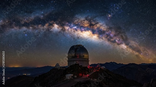 astronomical observatory dome beneath vibrant starry milky way galaxy sky