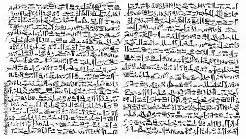 Obraz na płótnie Fictional Ancient Script Pattern on White Background, generative ai