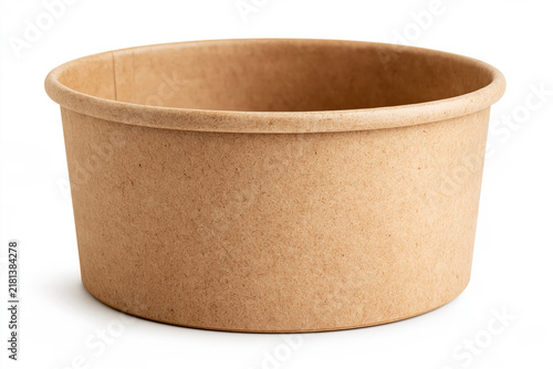 Kraft paper food container isolated on white background