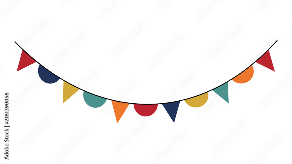 Obraz premium Colorful Bunting Flags Garland Isolated on White Background