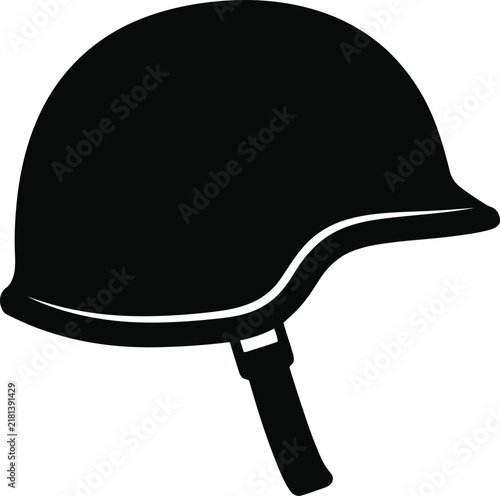 Принти на полотні A classic black military helmet stands alone on a plain white backdrop symbolizi