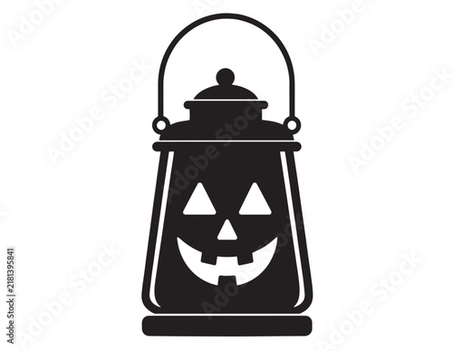 Jack o lantern pumpkin bucket silhouette icon for trick or treat Halloween holiday celebration