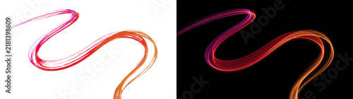 Obraz na plátně Light trail background with a glowing curved line shifting from pink to orange f