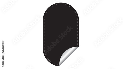 Obraz na płótnie Black oval sticker label with a peeling corner adhesive tag blank sticker produc