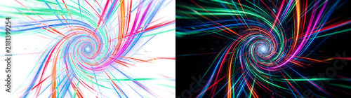 Neon vortex background with vibrant spiral swirls twisting into a center for PNG, Transparent and Black Background Versions