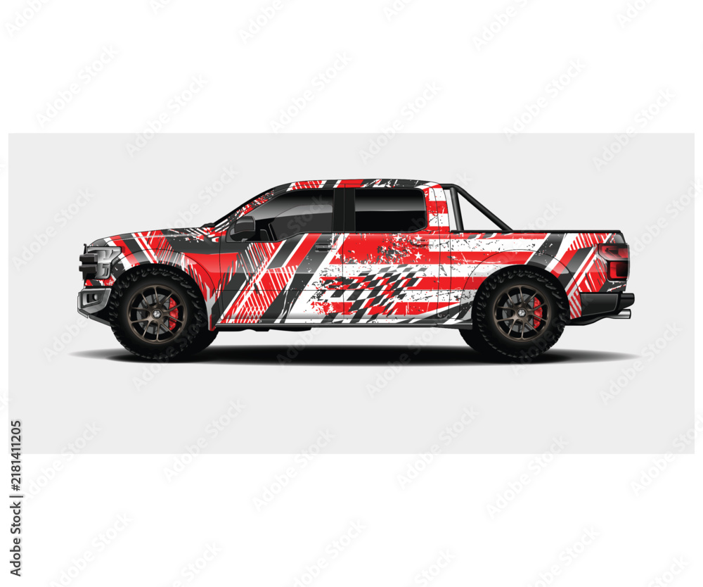 Fototapeta premium Dynamic Red Racing Truck Wrap Design