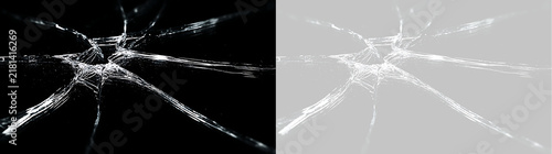 Fotografie Cracked glass texture overlay on transparent background