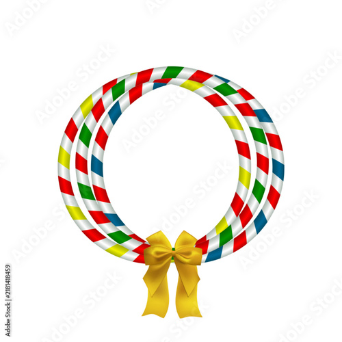 Vector lollipop frame with fir branches and yellow bow