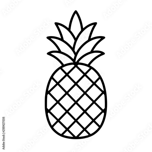 Pineapple icon flat outline in black
