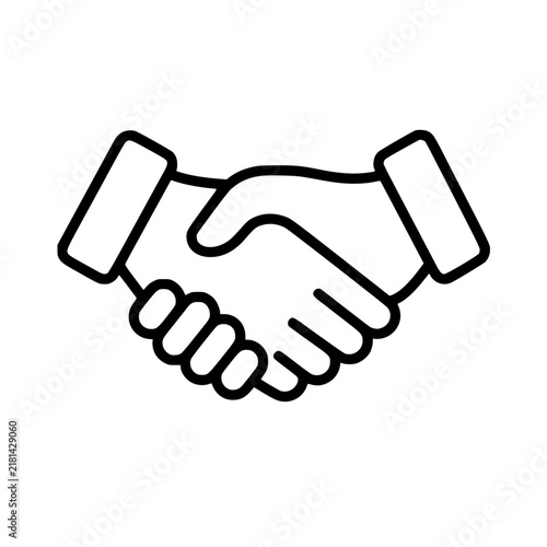 Obraz w ramie Shake hands icon flat outline in black