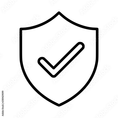 Fotografía Shield check icon flat outline in black