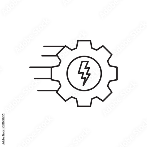 Cogwheel with lightning bolt icon vector for energy efficiency technology solutions machine automation electricity power engineering system management