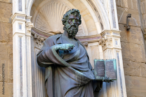 Bronze Statue of Saint Matthew by Lorenzo Ghiberti at Orsanmichele Church, Florence, Tuscany, Italy