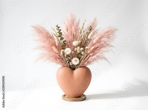 Dried flower bouquet in a ceramic vase