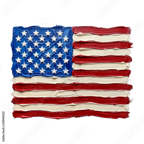 Impasto Oil Painting Textured United States National Flag Art Icon