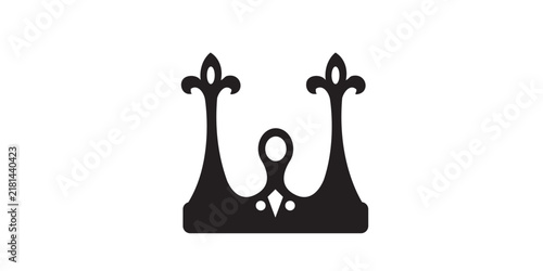 Fotografie Elegant black crown silhouette with intricate design, symbolizing royalty, succe