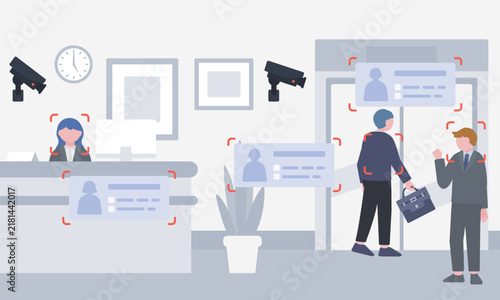 Obraz na płótnie Surveillance Camera and Facial Recognition Security System