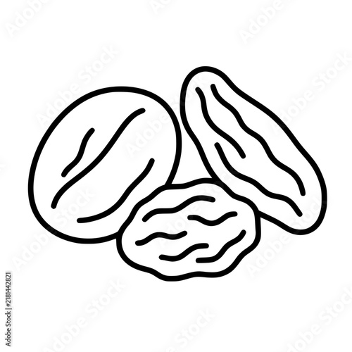 Dried fruit icon flat outline in black