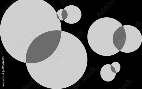 Minimalist Black and White Overlapping Circles Abstract Background – Geometric Modern Design